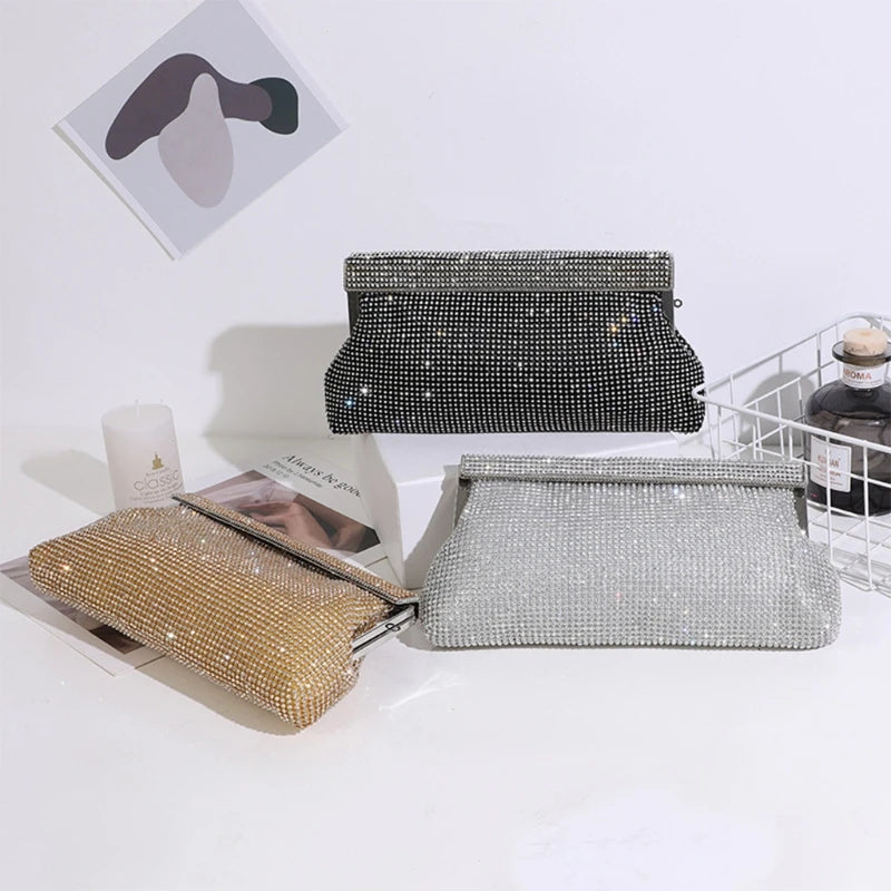 Womens Dinner Evening Handbag for Rhinestone Banquet Clutch Purse Crystal Bag Wedding Party Prom Crossbody Bag