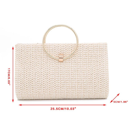 Womens Dinner Evening Handbag with Tassel Straw Banquet Purse Ring Handle Bag Wedding Party Prom Crossbody Bag