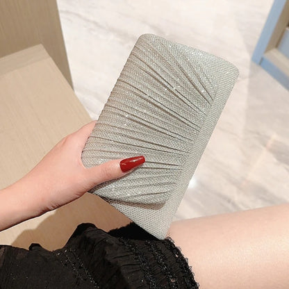 Womens Evening Bag Female Banquet Wedding Handbag Glitter Chain Strap Shoulder Bag Exquisite Clutch Purse for Prom Party