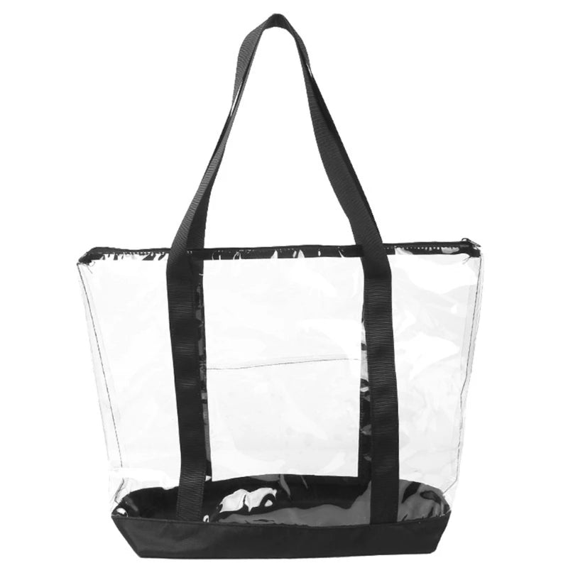 Womens Large Capacity Shopping Bag Lady Casual Shoulder Bags PVC Handbag Girl Top Handle Bag Beach Bag Transparent Bag