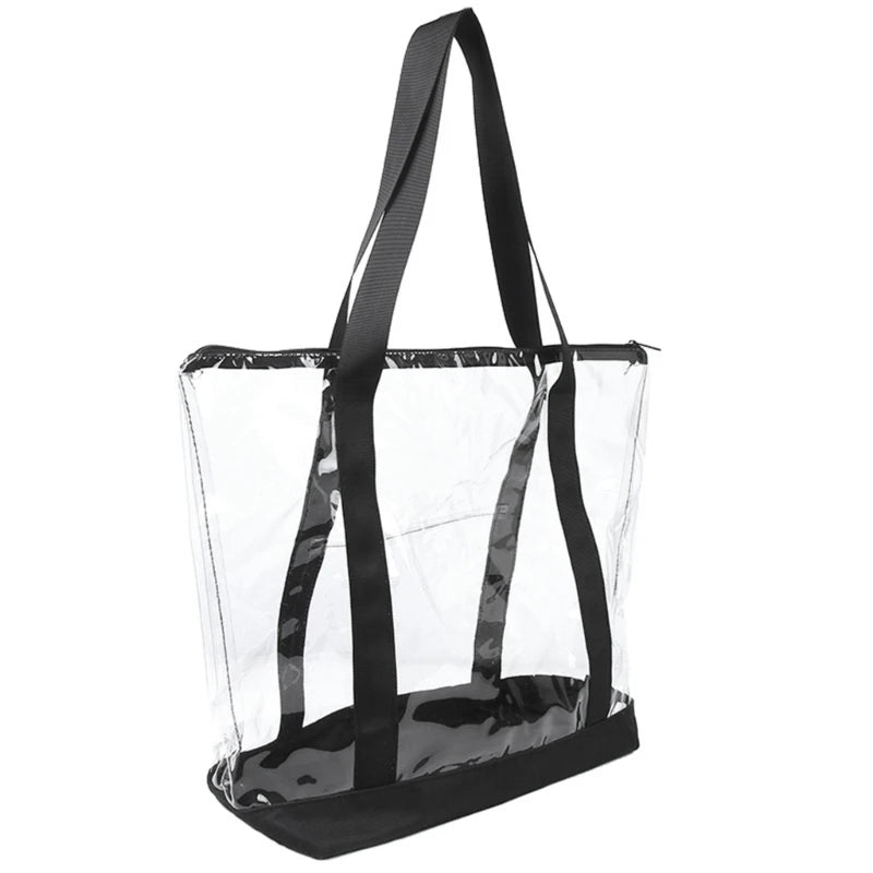 Womens Large Capacity Shopping Bag Lady Casual Shoulder Bags PVC Handbag Girl Top Handle Bag Beach Bag Transparent Bag
