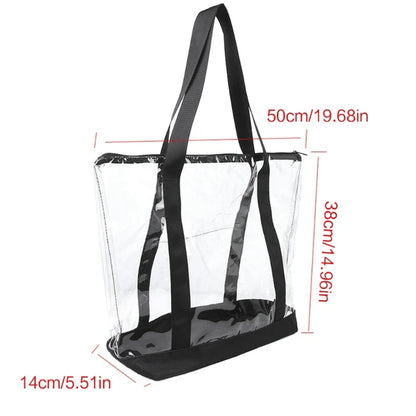 Womens Large Capacity Shopping Bag Lady Casual Shoulder Bags PVC Handbag Girl Top Handle Bag Beach Bag Transparent Bag