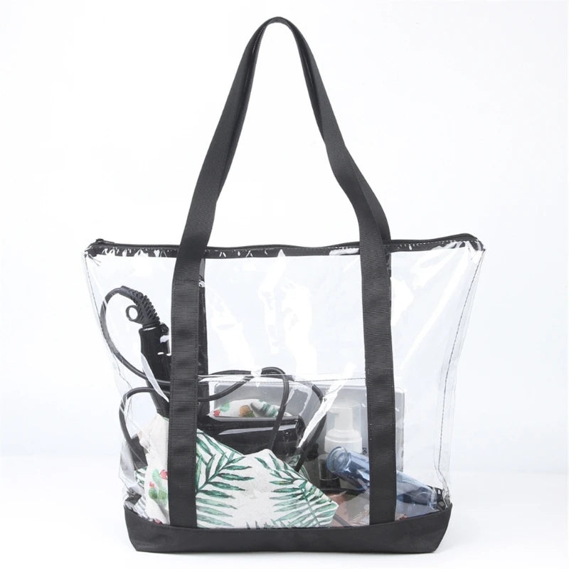 Womens Large Capacity Shopping Bag Lady Casual Shoulder Bags PVC Handbag Girl Top Handle Bag Beach Bag Transparent Bag
