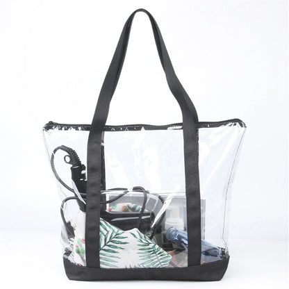 Womens Large Capacity Shopping Bag Lady Casual Shoulder Bags PVC Handbag Girl Top Handle Bag Beach Bag Transparent Bag
