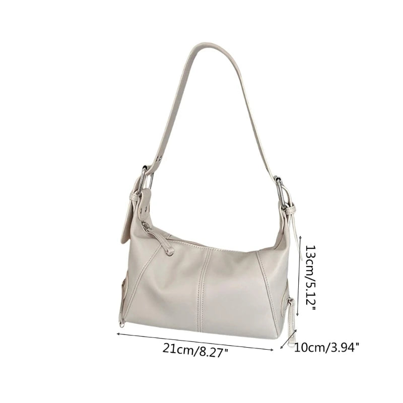 Womens Motorcyclist Handbag All-matching Shoulder Bag Stylish Underarm Bag Small Hobo Bag PU Leather Tote Casual Bag Ins