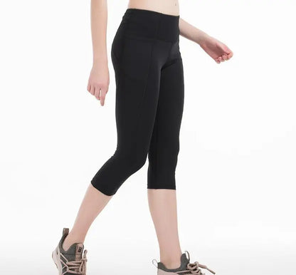 Womens Workout Capri Leggings with Pockets High Waisted Gym Athletic Crop Yoga Leggings