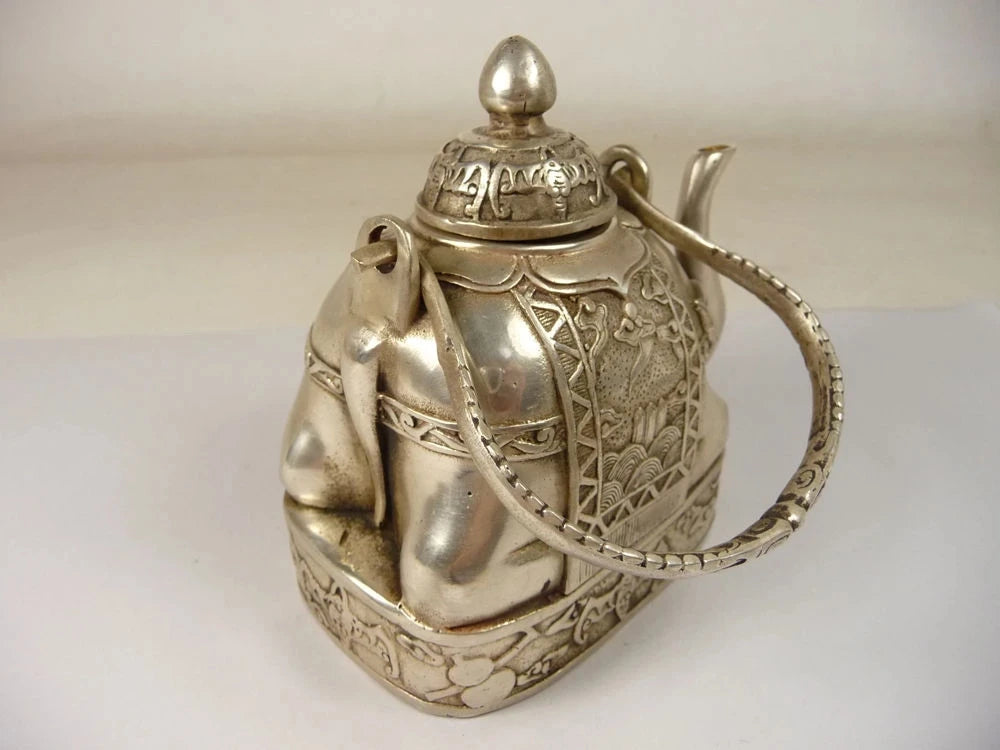 Wonderful Chinese Tibetan silver elephant teapot