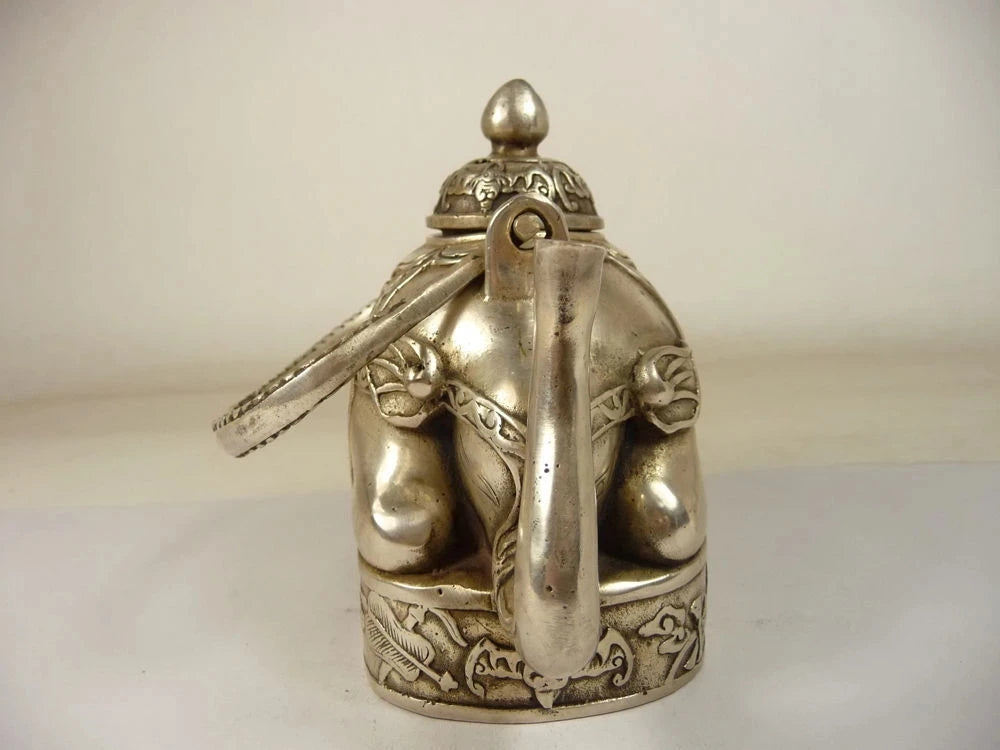 Wonderful Chinese Tibetan silver elephant teapot