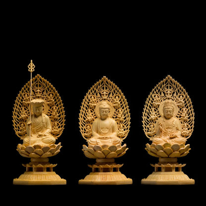 Wood Buddha Sculpture East Asian Buddhism Lotus Base Feng Shui Buddha Statue Home Decoration Buddhist Monk