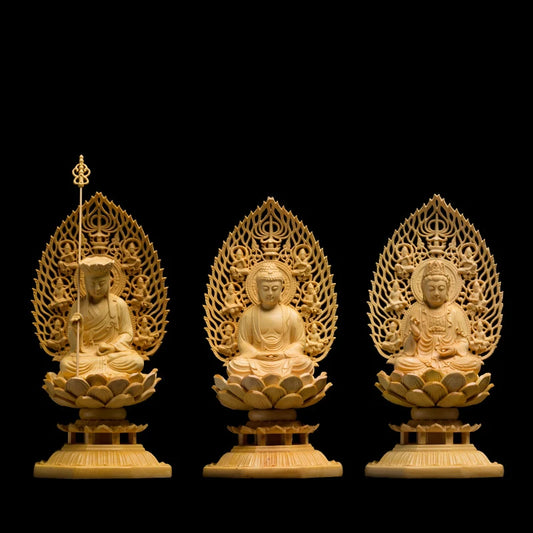 Wood Buddha Sculpture East Asian Buddhism Lotus Base Feng Shui Buddha Statue Home Decoration Buddhist Monk