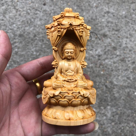 Wood Carving Figure Of The Three Saints of The West Buddhist Buddha Statue Aesthetic Room Decor Home Decoration Ornaments