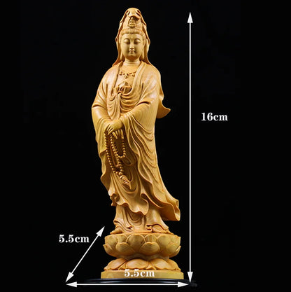 Wood Carving Guanyin Buddha Decorative Figures Statue Chinese Feng Shui Buddha Home Living  Room Office StatueFree Delivery