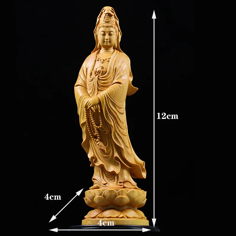 Wood Carving Guanyin Buddha Decorative Figures Statue Chinese Feng Shui Buddha Home Living  Room Office StatueFree Delivery