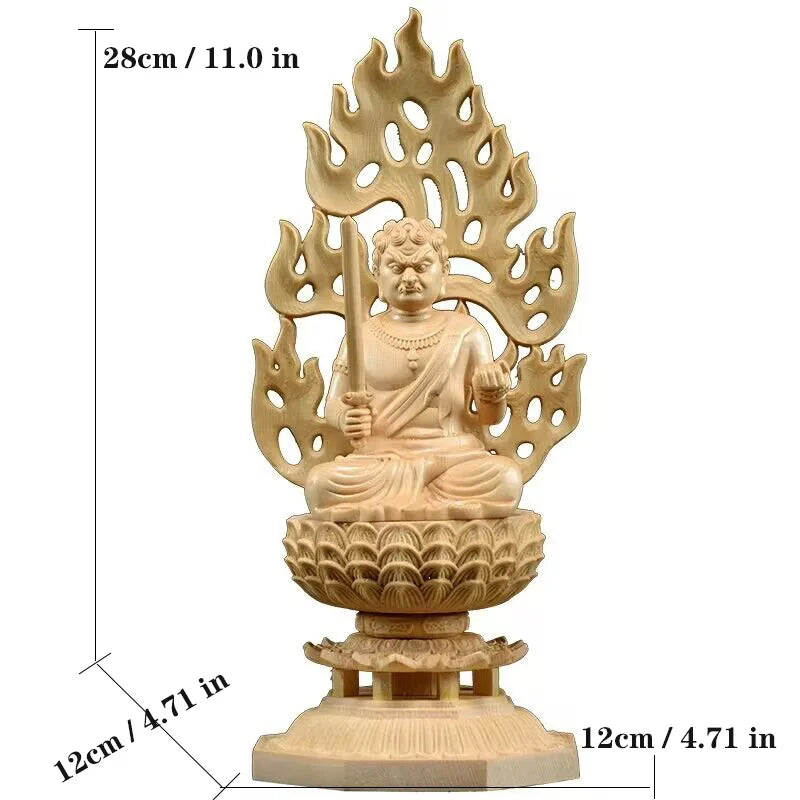 Wood Carving Patron Saint does not move Ming Wang  Figures Statue Solid Wood Art Carving Home Living Room Feng Shui Statues 28cm