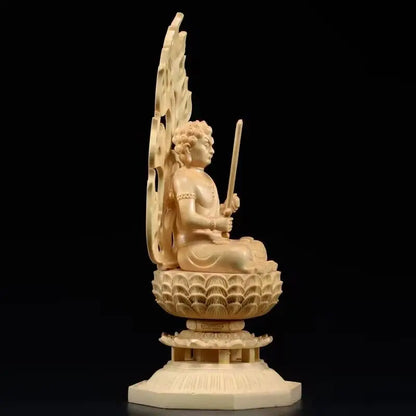 Wood Carving Patron Saint does not move Ming Wang  Figures Statue Solid Wood Art Carving Home Living Room Feng Shui Statues 28cm