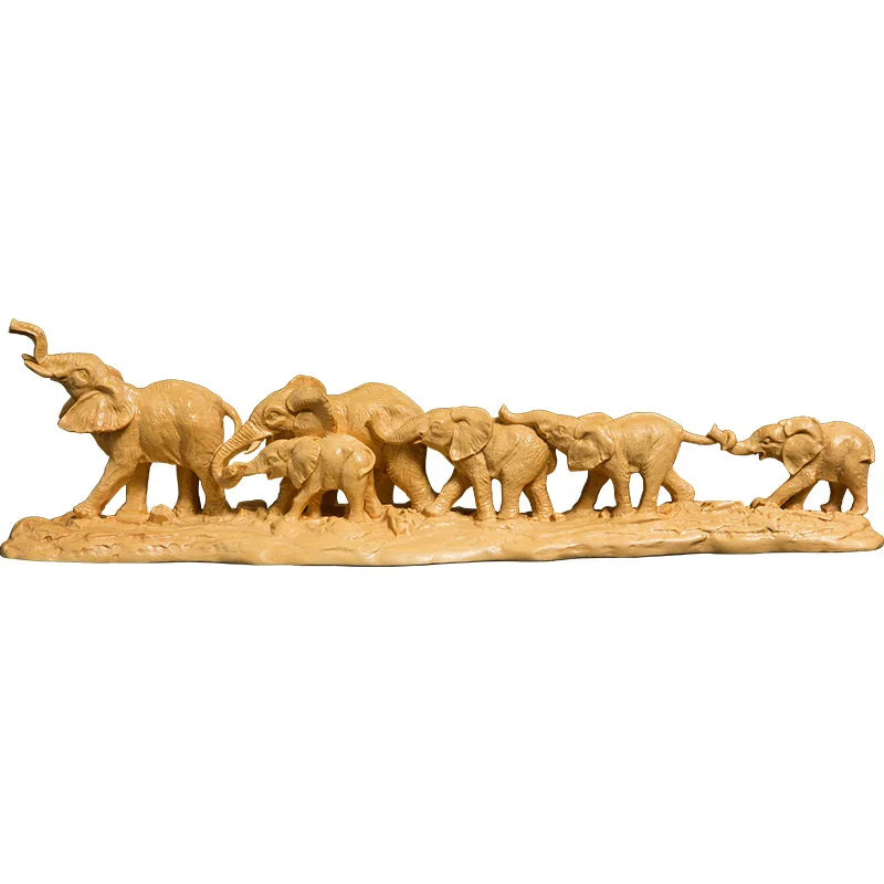 Wood Carving for Home Luck & Decor, Nordic, African Fusion, Feng Shui, Elephant Journey