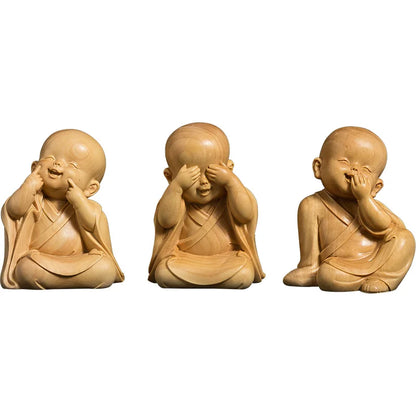 Wood Carving for Home and Car, Experience SerGuilt with the "Zen Trio, 3 No Monks