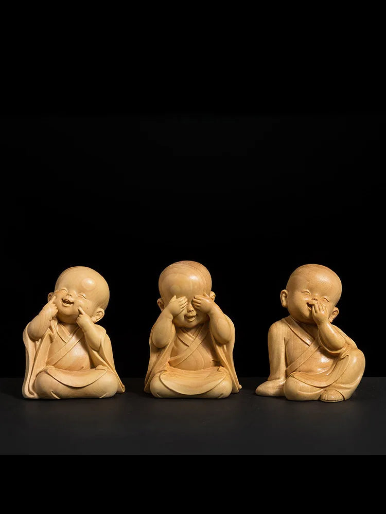 Wood Carving for Home and Car, Experience SerGuilt with the "Zen Trio, 3 No Monks