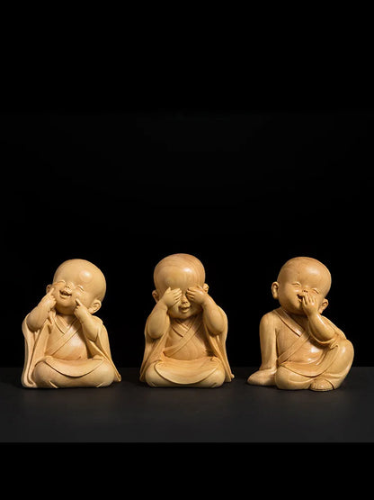 Wood Carving for Home and Car, Experience SerGuilt with the "Zen Trio, 3 No Monks