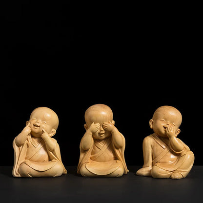 Wood Carving for Home and Car, Experience SerGuilt with the "Zen Trio, 3 No Monks