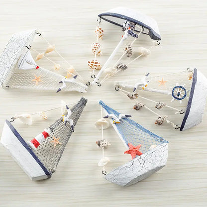 Wood Mini Sailboat Model Car Ornaments Micro Landscape Bonsai Decoration Desktop Creative Trinket Home Accessories Figurines