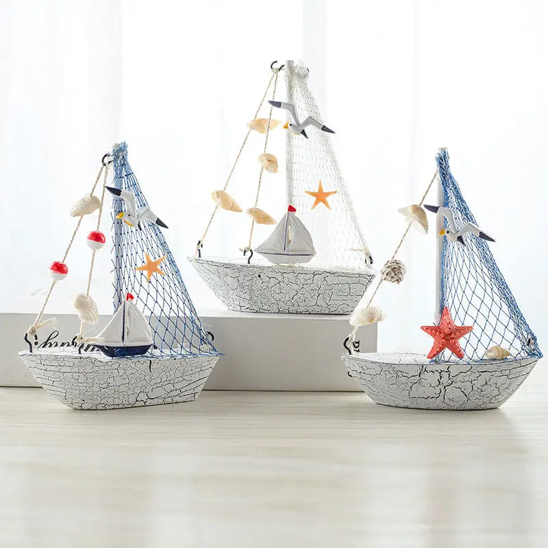 Wood Mini Sailboat Model Car Ornaments Micro Landscape Bonsai Decoration Desktop Creative Trinket Home Accessories Figurines