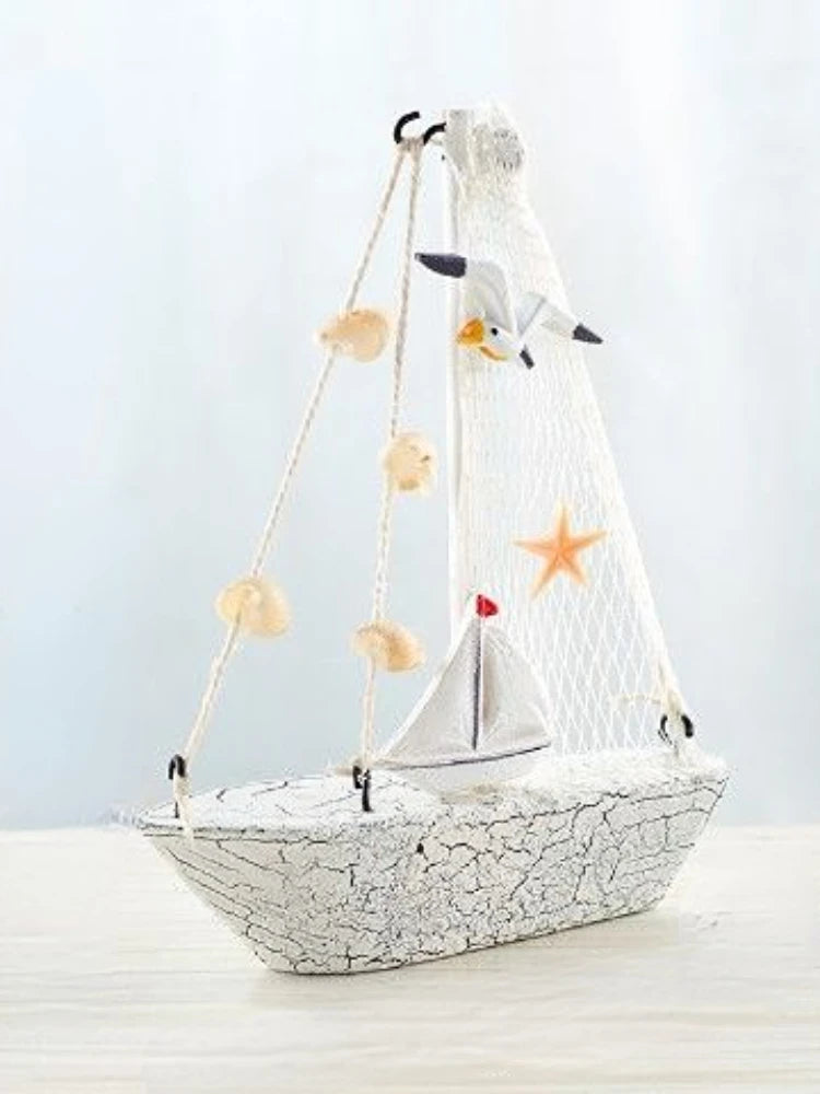 Wood Mini Sailboat Model Car Ornaments Micro Landscape Bonsai Decoration Desktop Creative Trinket Home Accessories Figurines