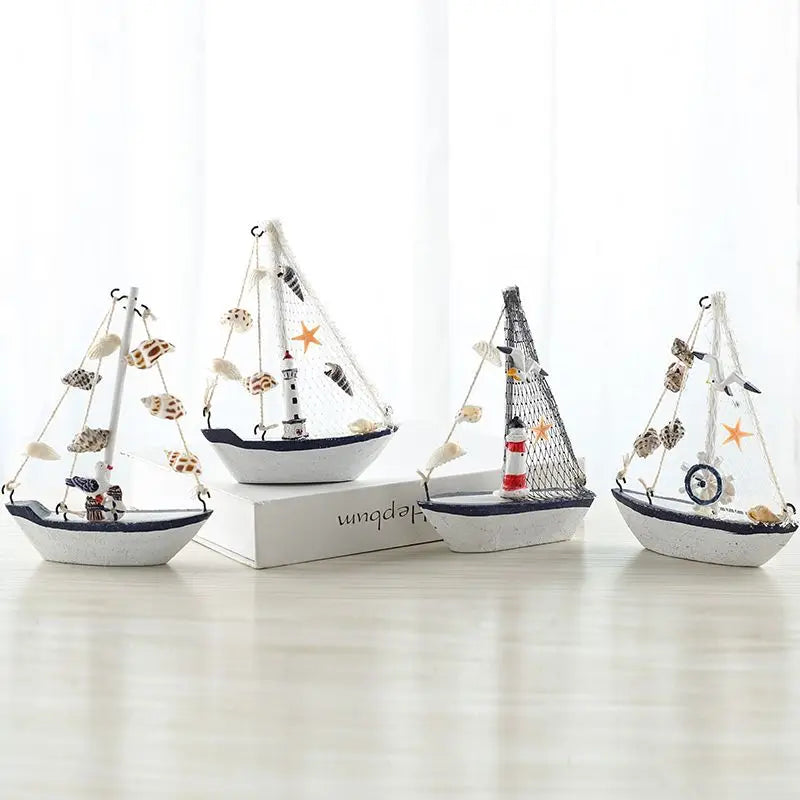 Wood Mini Sailboat Model Car Ornaments Micro Landscape Bonsai Decoration Desktop Creative Trinket Home Accessories Figurines