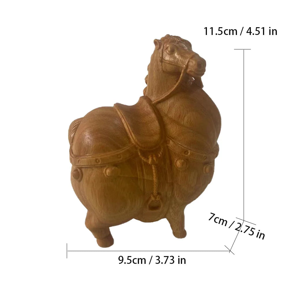 Wood carving Ancient Tang Horse Statue Solid Wood Art Carving Home living room, room, office decoration Free delivery