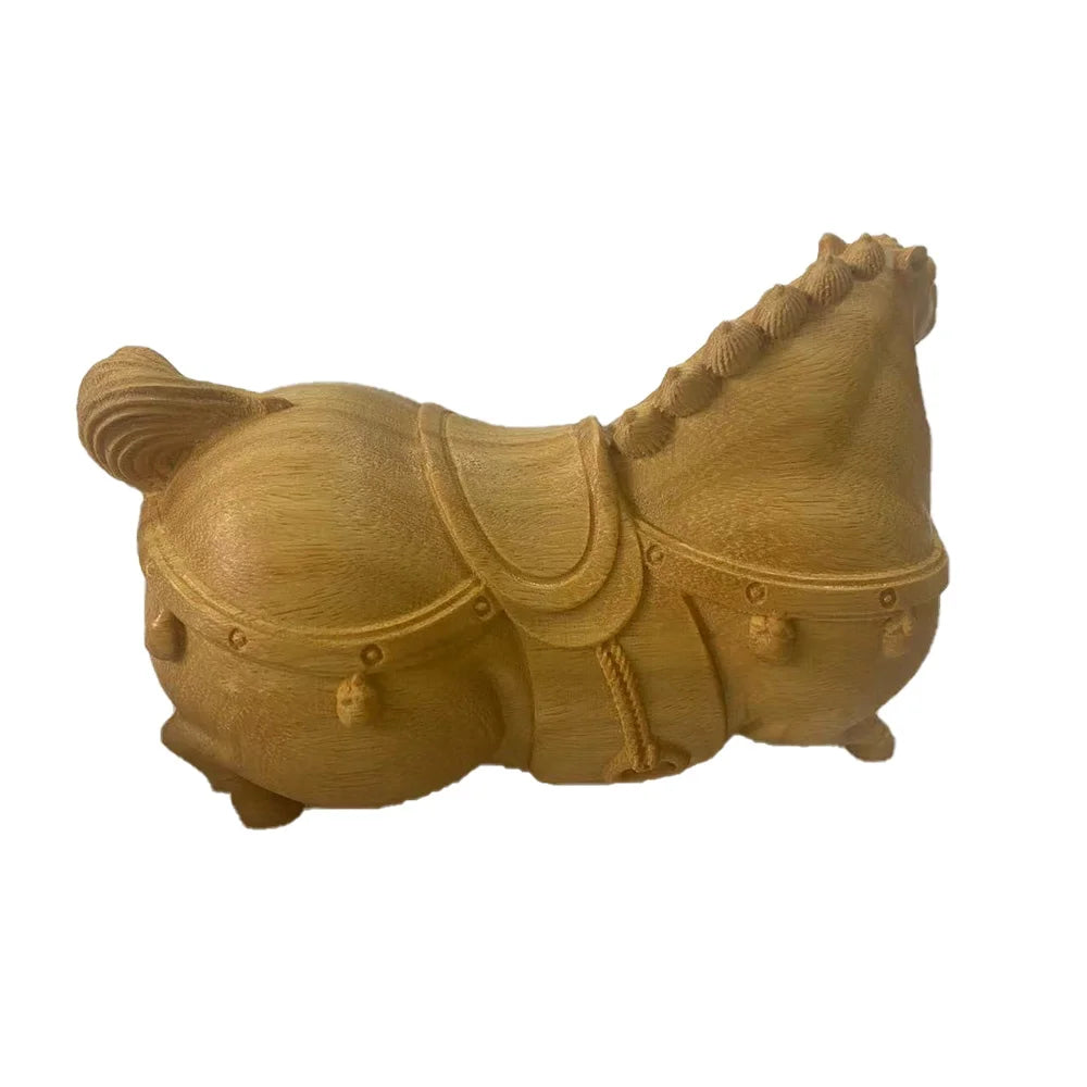 Wood carving Ancient Tang Horse Statue Solid Wood Art Carving Home living room, room, office decoration Free delivery