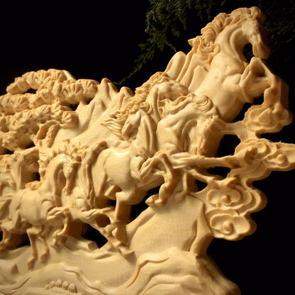Wood carving animal dragon horse spirit ornament traditional hand carving Home Living Room Office Display Statue
