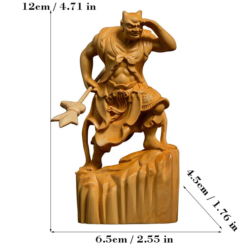 Wood sculptures Mythological characters Clairvoyance, ear to the wind Statue TV Character Solid Wood Carving Room ornaments 2PCS