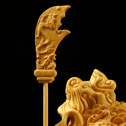 Wooden 16cm Guan Gong Statue Solid Wood Carving Chinese Style Mythical Characters God of War Guan Gong Home Decoration Crafts