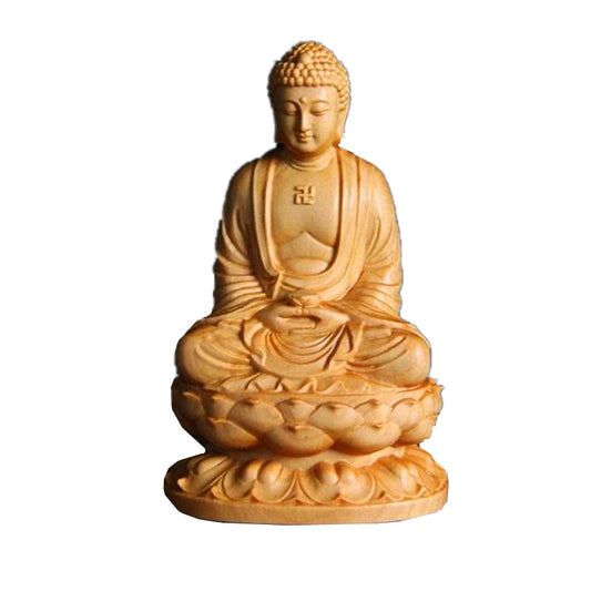 Wooden Buddha Figurine Buddhist Small Statue Aesthetic Room Decor Yoga Studio Desk Decor Ornaments Home Decoration