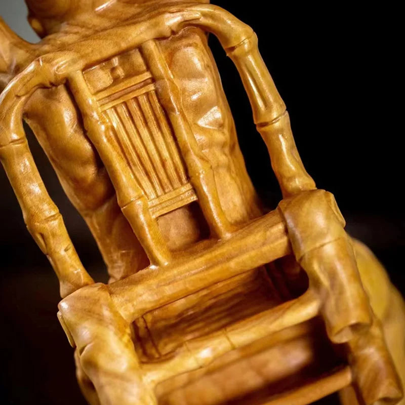 Wooden Buddha Statue  Elder Rohan Statue Solid Wood Art Carving Home Room, Office Decor Feng Shui Figure Statue 6.28 in