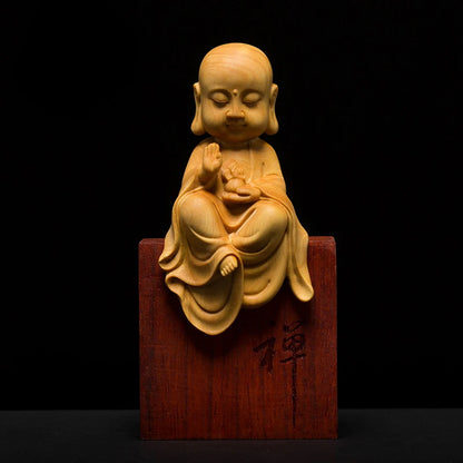 Wooden Buddha Statues 3 Gods Boxwood Wood Buddha Statue Carving Solid Wood Shakyamuni For Home Decor