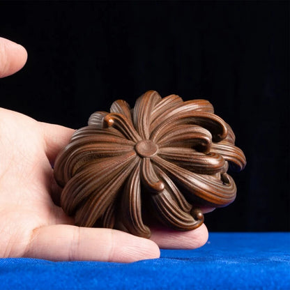 Wooden Chrysanthemum Incense Burner, Candle Holder, Meditation Ornaments for Yoga Room