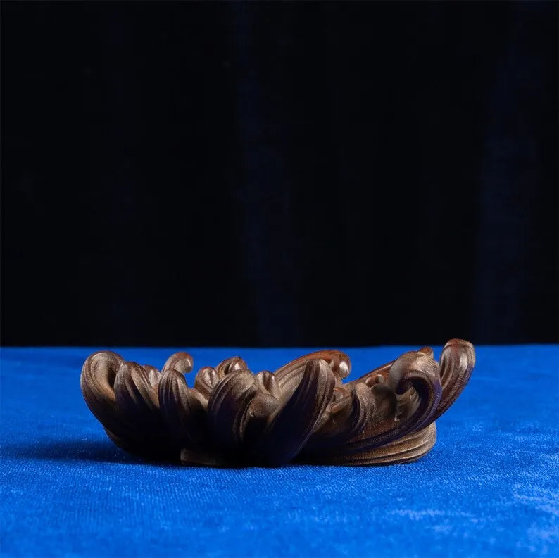 Wooden Chrysanthemum Incense Burner, Candle Holder, Meditation Ornaments for Yoga Room