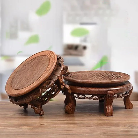 Wooden Circular Flower Pot Base, strange Stones, Fish Tank Racks, Solid Wood Buddha statues, Bonsai Decorations