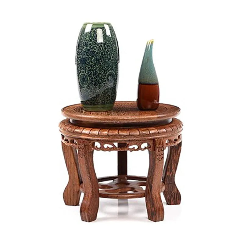 Wooden Circular Flower Pot Base, strange Stones, Fish Tank Racks, Solid Wood Buddha statues, Bonsai Decorations
