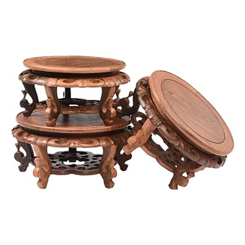 Wooden Circular Flower Pot Base, strange Stones, Fish Tank Racks, Solid Wood Buddha statues, Bonsai Decorations
