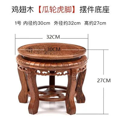 Wooden Circular Flower Pot Base, strange Stones, Fish Tank Racks, Solid Wood Buddha statues, Bonsai Decorations