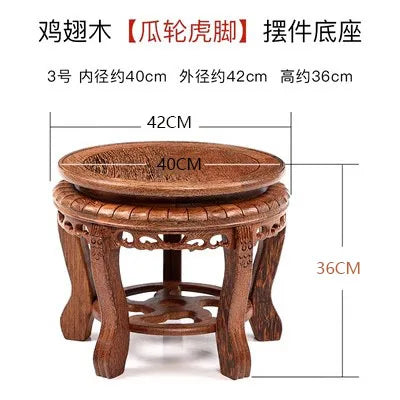 Wooden Circular Flower Pot Base, strange Stones, Fish Tank Racks, Solid Wood Buddha statues, Bonsai Decorations