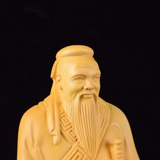 Wooden Confucius vintage figure statue  modern art engraving Home study literary decorations gift collection 15-21cm
