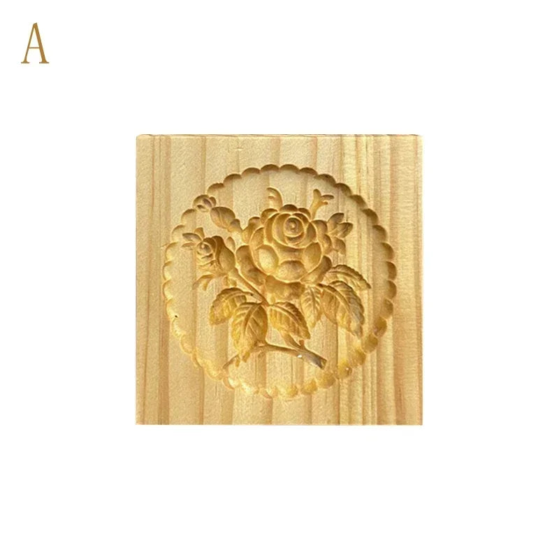 Wooden Cookie Mold Cutter 3D Cake Embossed Gingerbread  Baking Flower Kitchen Gadget
