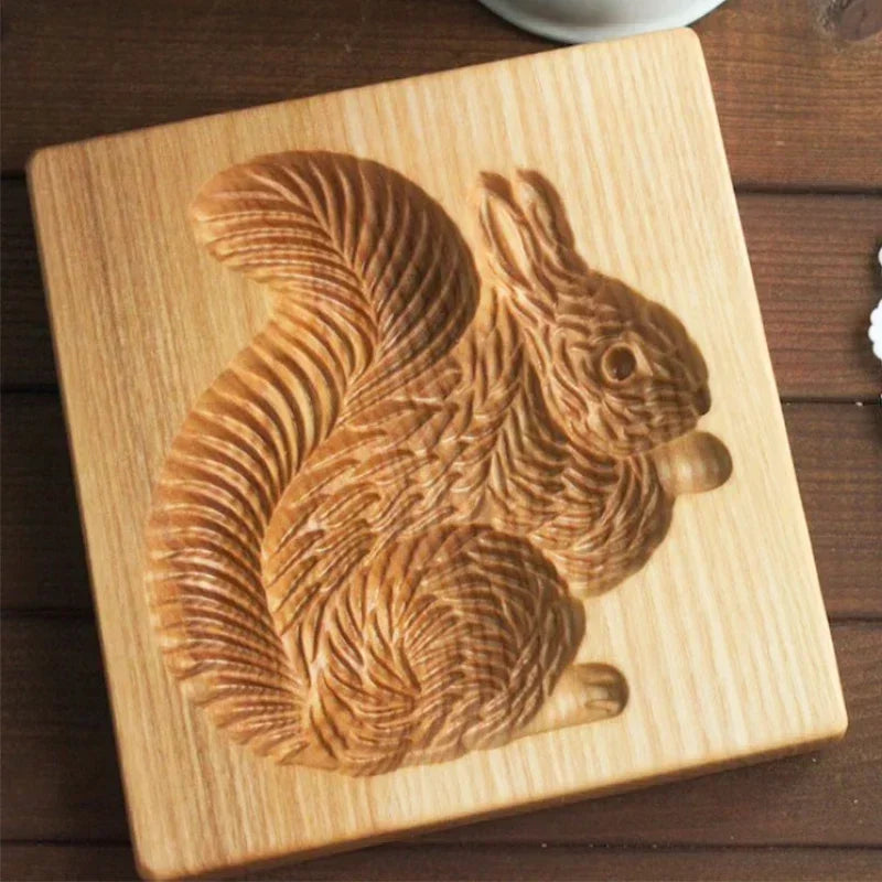 Wooden Cookie Mold Cutter 3D Cake Embossed Gingerbread  Baking Flower Kitchen Gadget