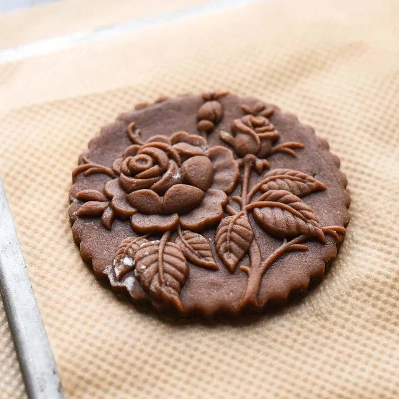 Wooden Cookie Mold Cutter 3D Cake Embossed Gingerbread  Baking Flower Kitchen Gadget