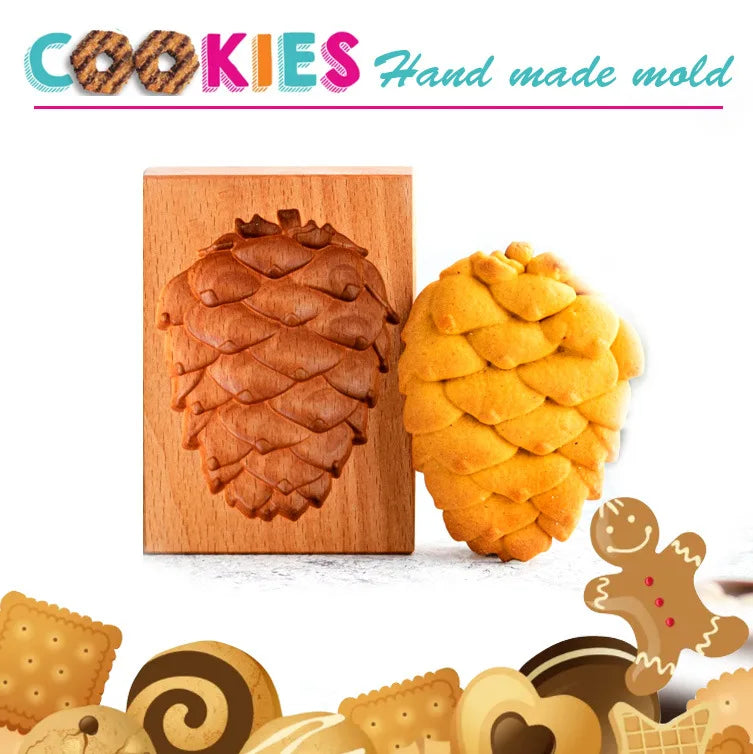 Wooden Cookie Mold Cutter DIY Gingerbread Cookie Moulds Press 3D Cake Embossing Baking Mold Rose Flower Cutter Bakery Gadgets