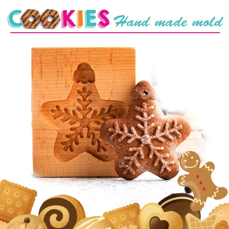 Wooden Cookie Mold Cutter DIY Gingerbread Cookie Moulds Press 3D Cake Embossing Baking Mold Rose Flower Cutter Bakery Gadgets