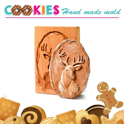 Wooden Cookie Mold Cutter DIY Gingerbread Cookie Moulds Press 3D Cake Embossing Baking Mold Rose Flower Cutter Bakery Gadgets